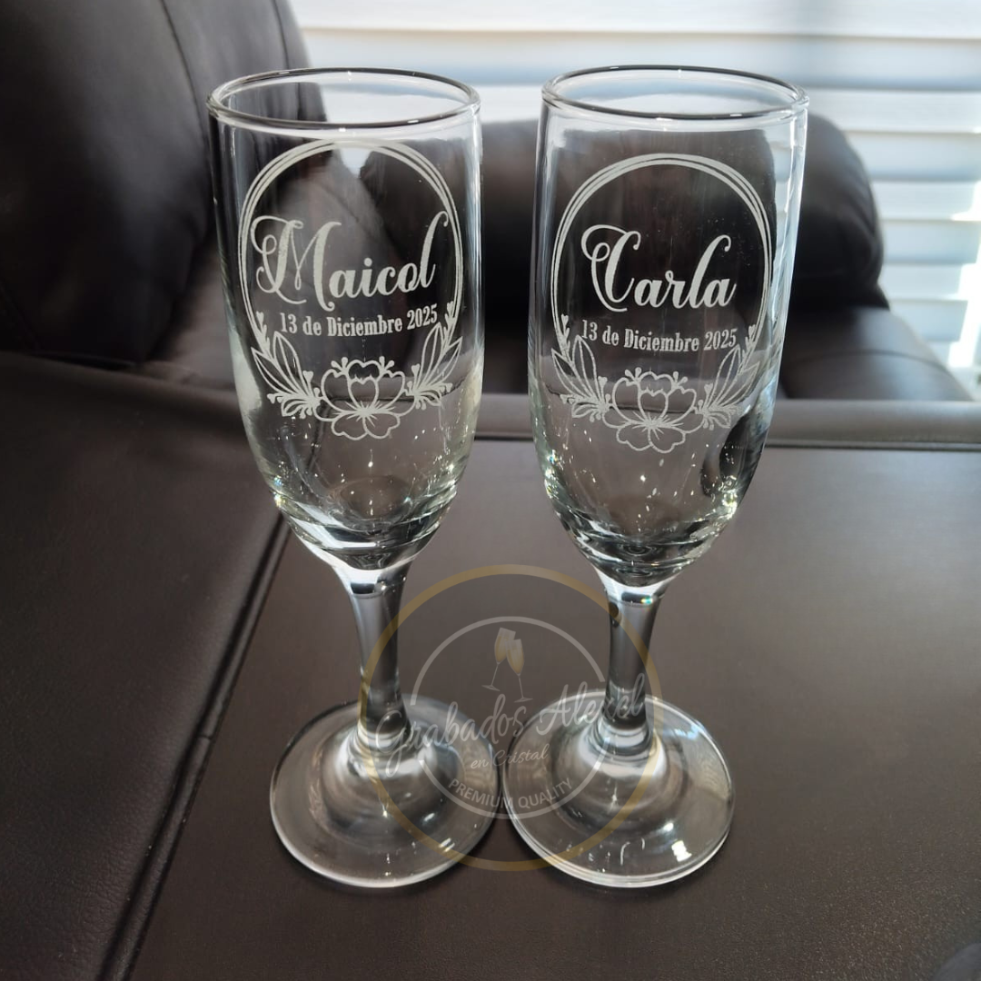 2 Copas flauta Versalles con grabado láser
