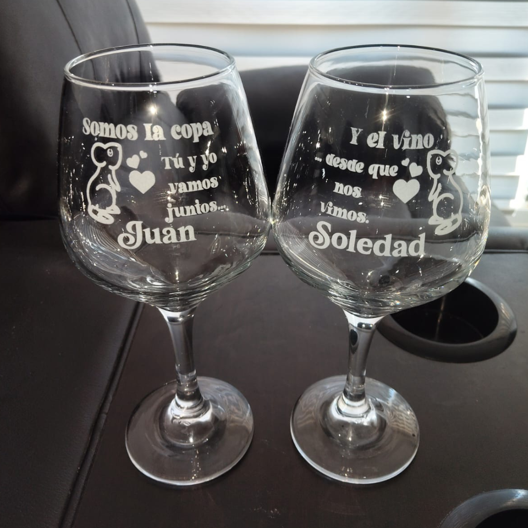 2 Copas de Vino Aperol con Grabado Láser